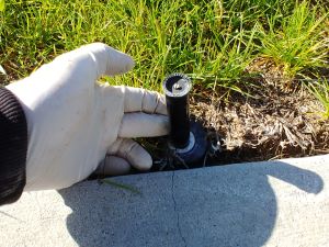 holding the sprinkler head shaft by putting pressure on the bottom