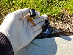 Unscrewing and removing the sprinkler nozzle or flush cap