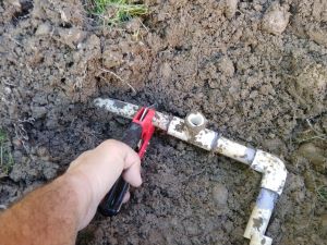 cutting out the Sprinkler PVC Pipe